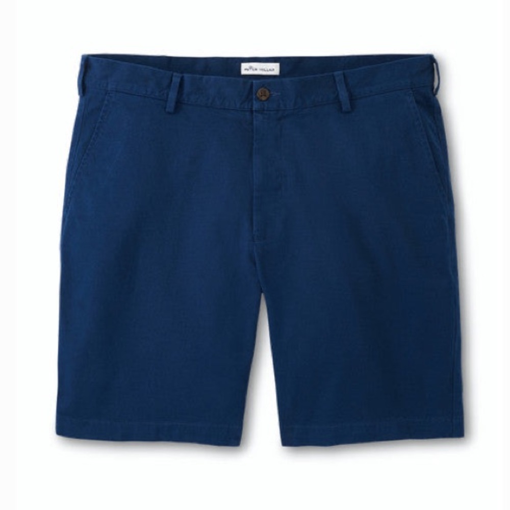Peter Millar Washed Navy Blue Pilot Twill Shorts ME0B05 8" Inseam Golf